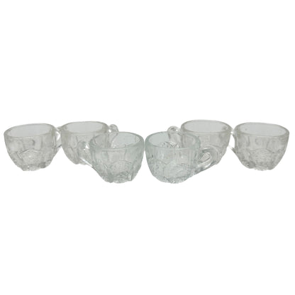 Oval Star Crystal No 300 Punch Bowl and 6 Cups Vintage Childrens Tableware Set