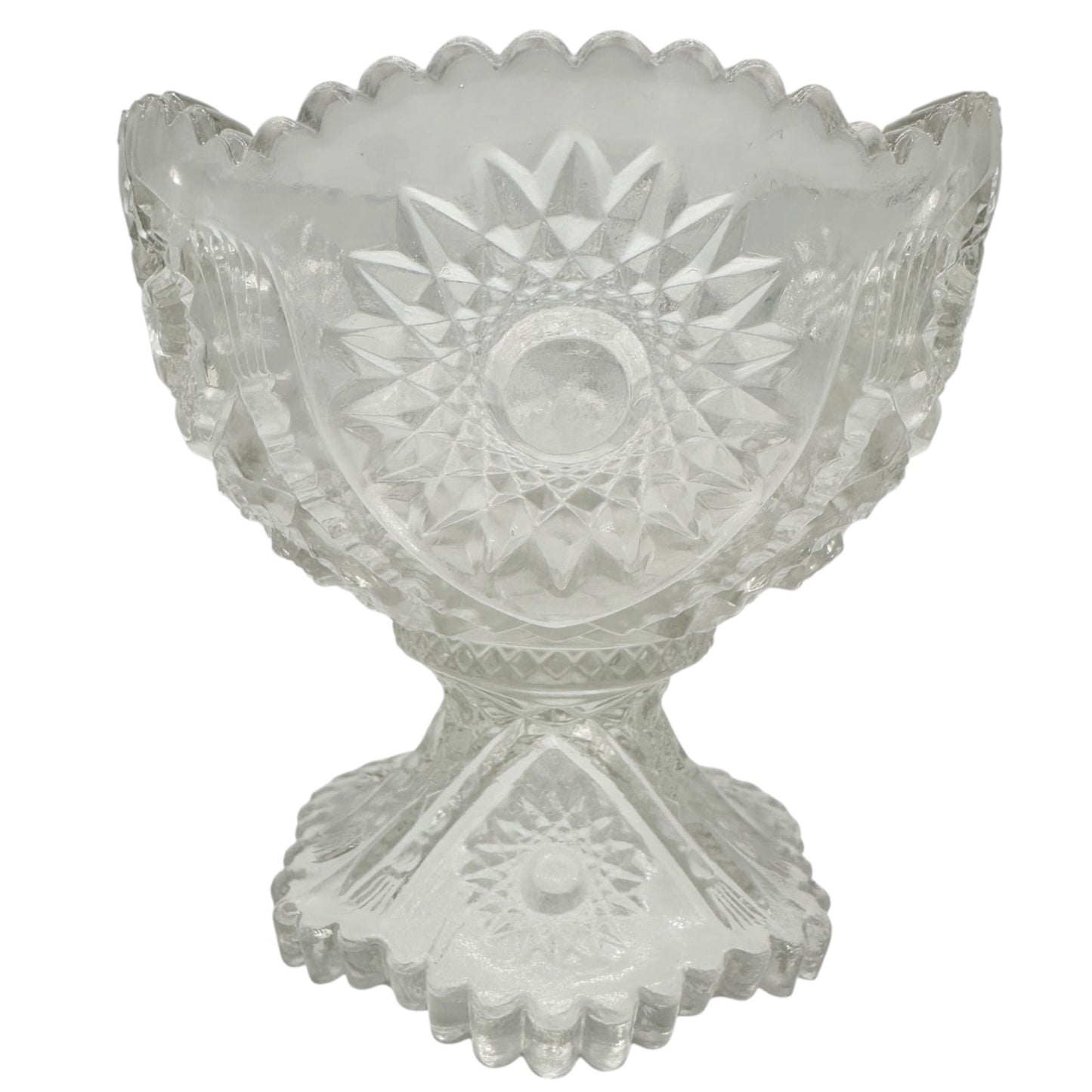 Oval Star Crystal No 300 Punch Bowl and 6 Cups Vintage Childrens Tableware Set