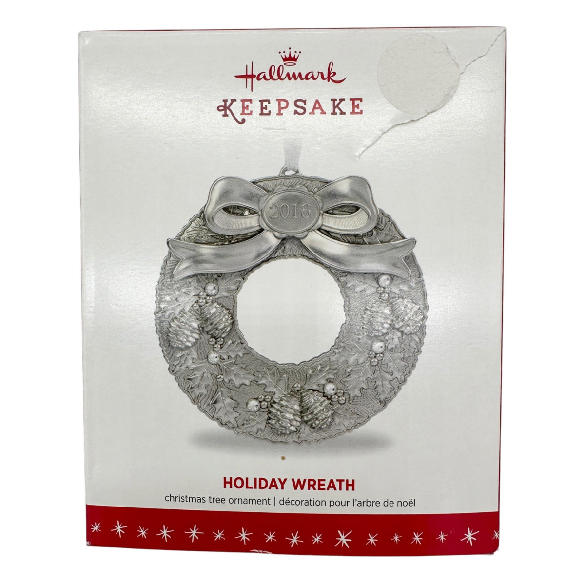 Hallmark Keepsake 2016 Holiday Wreath Ornament With Box Silvertone Metal 3" Dia