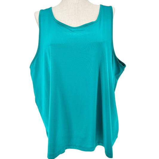 Maggie Barnes Tank Top Womens 4X 30/32W Teal Green Sleeveless Scoop Neck