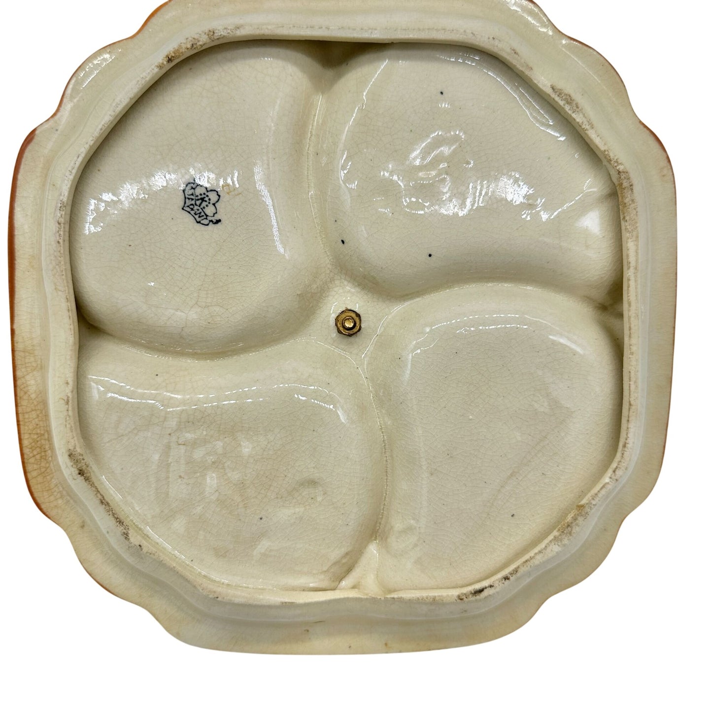 Vintage Japanese Handled Divided Serving Dish Floral Ceramic Plate 9 Inches