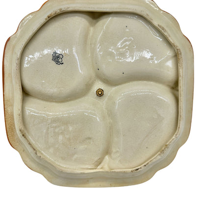 Vintage Japanese Handled Divided Serving Dish Floral Ceramic Plate 9 Inches