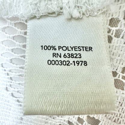 CJ Banks Sheer Crochet Swimsuit Cover-Up One Size White Poly Drawstring Waist