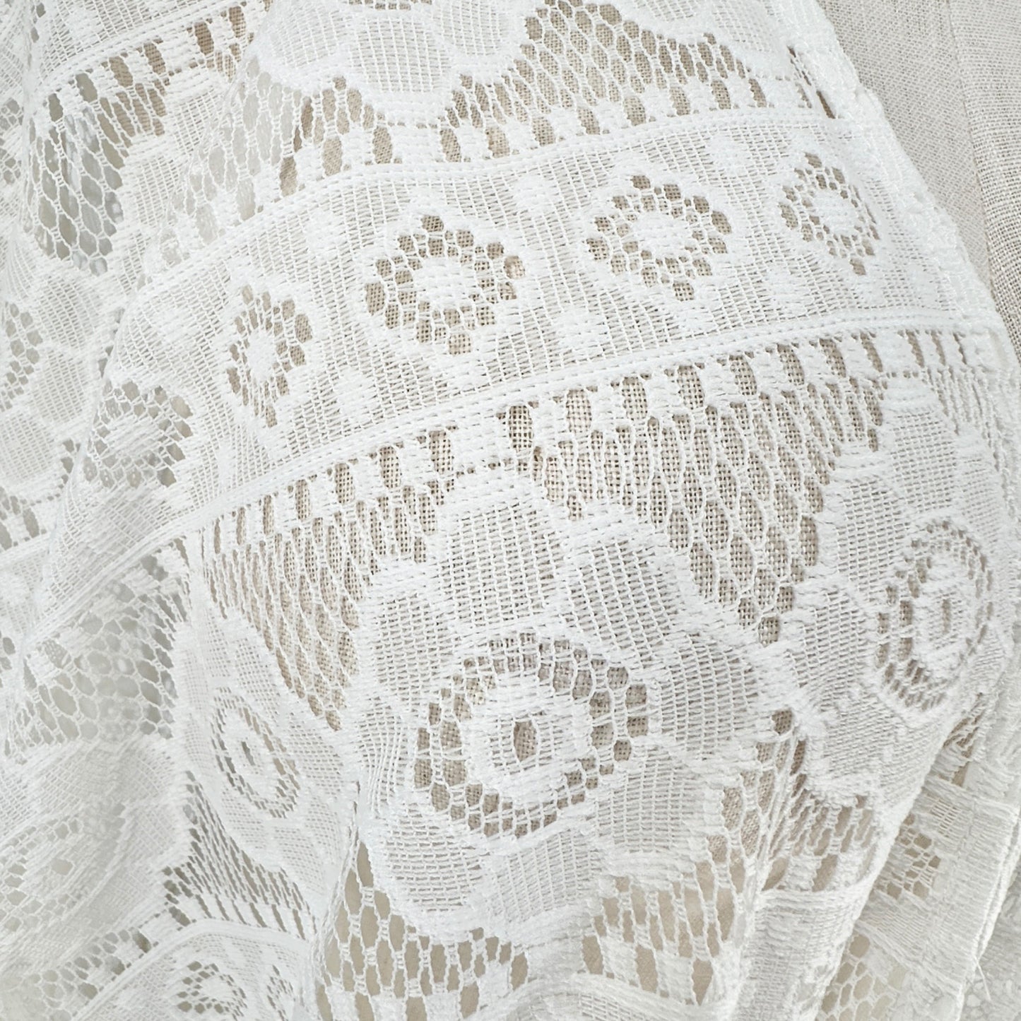 CJ Banks Sheer Crochet Swimsuit Cover-Up One Size White Poly Drawstring Waist