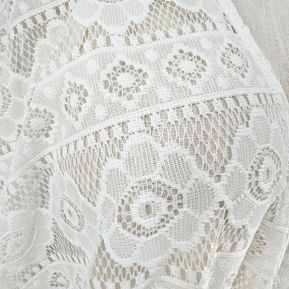 CJ Banks Sheer Crochet Swimsuit Cover-Up One Size White Poly Drawstring Waist