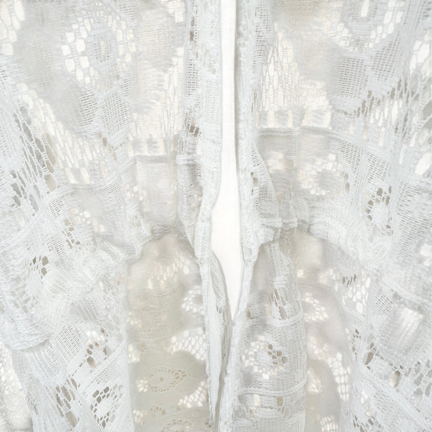 CJ Banks Sheer Crochet Swimsuit Cover-Up One Size White Poly Drawstring Waist