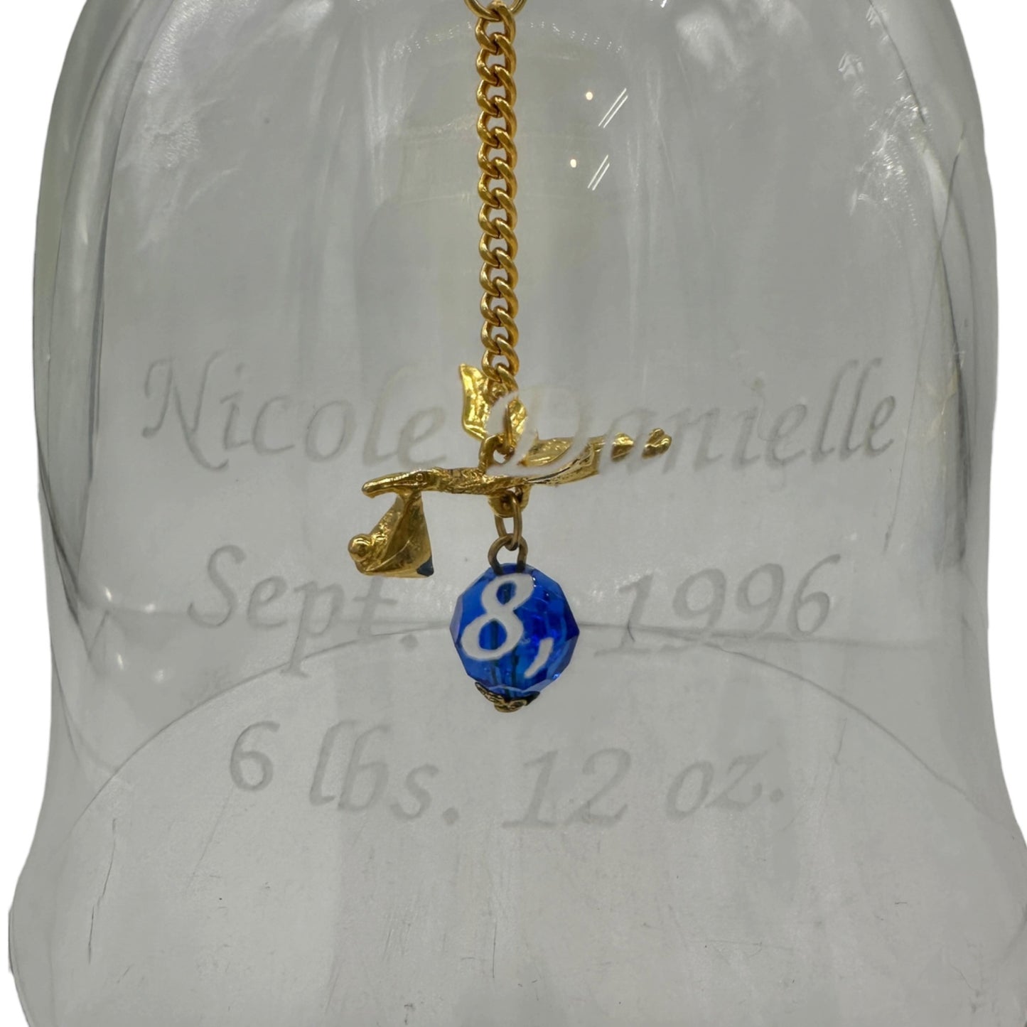 Crystal Bell Set Gold Stork Blue Birthstones Personalized Birth Announcements