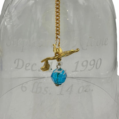 Crystal Bell Set Gold Stork Blue Birthstones Personalized Birth Announcements
