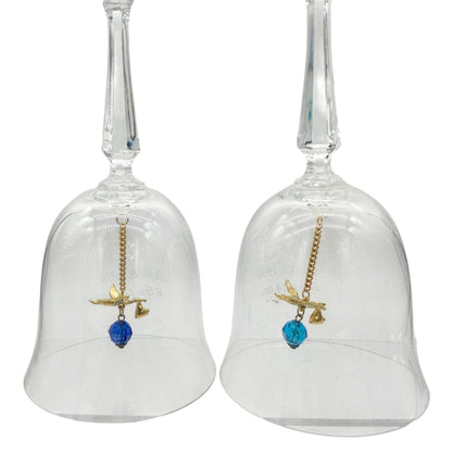 Crystal Bell Set Gold Stork Blue Birthstones Personalized Birth Announcements