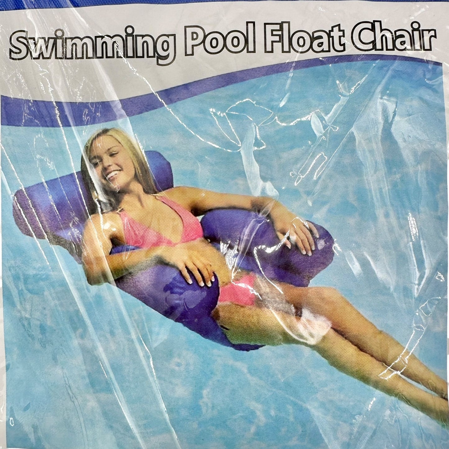 Pair of Inflatable Pool Float Chair With Adjustable Backrest Blue NIP