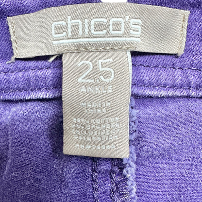 Chicos Ankle Jeans Womens Size 2.5 L Reg 14 Purple Cotton Blend Stretch Denim