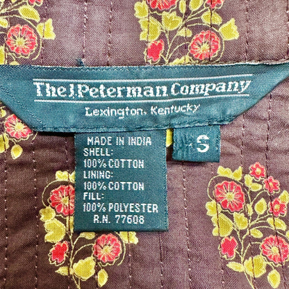 The J. Peterman Quilted Coat Womens Small Floral Embroidered LS Pockets