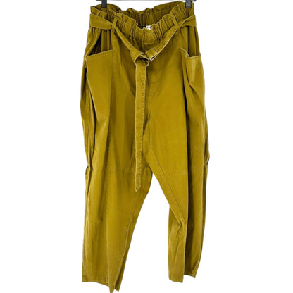 Womens 3X Paperbag Waist Pants Olive Elastic Belt Waist Front Pockets Ava & Viv