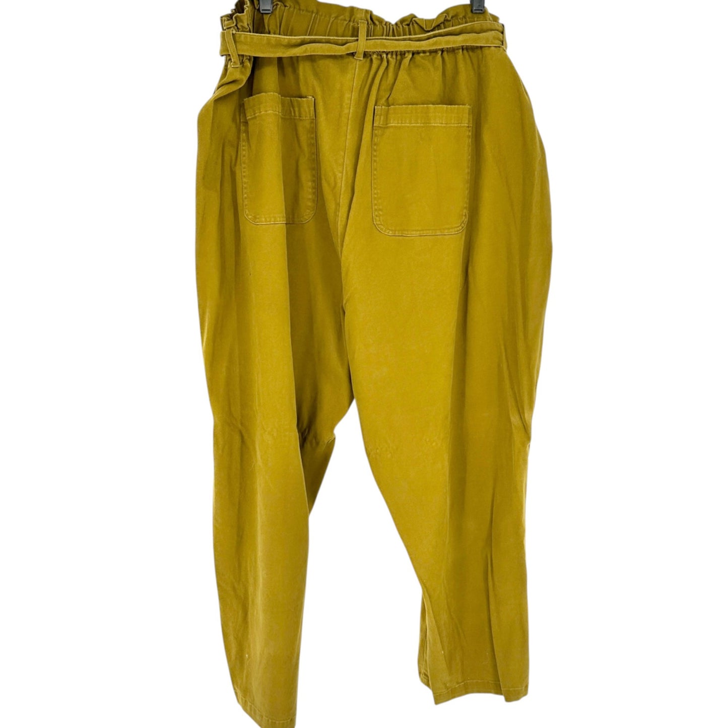Womens 3X Paperbag Waist Pants Olive Elastic Belt Waist Front Pockets Ava & Viv