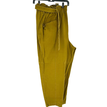 Womens 3X Paperbag Waist Pants Olive Elastic Belt Waist Front Pockets Ava & Viv