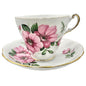 Regency English Bone China Pink Floral Teacup Saucer England Fine Porcelain