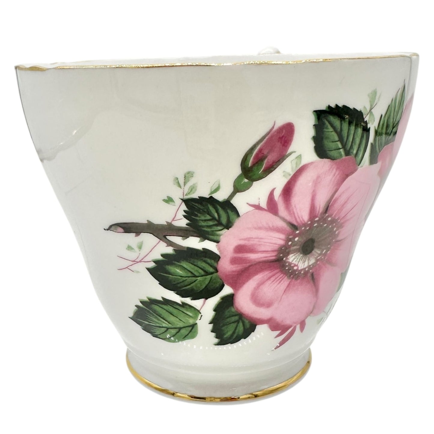 Regency English Bone China Pink Floral Teacup Saucer England Fine Porcelain