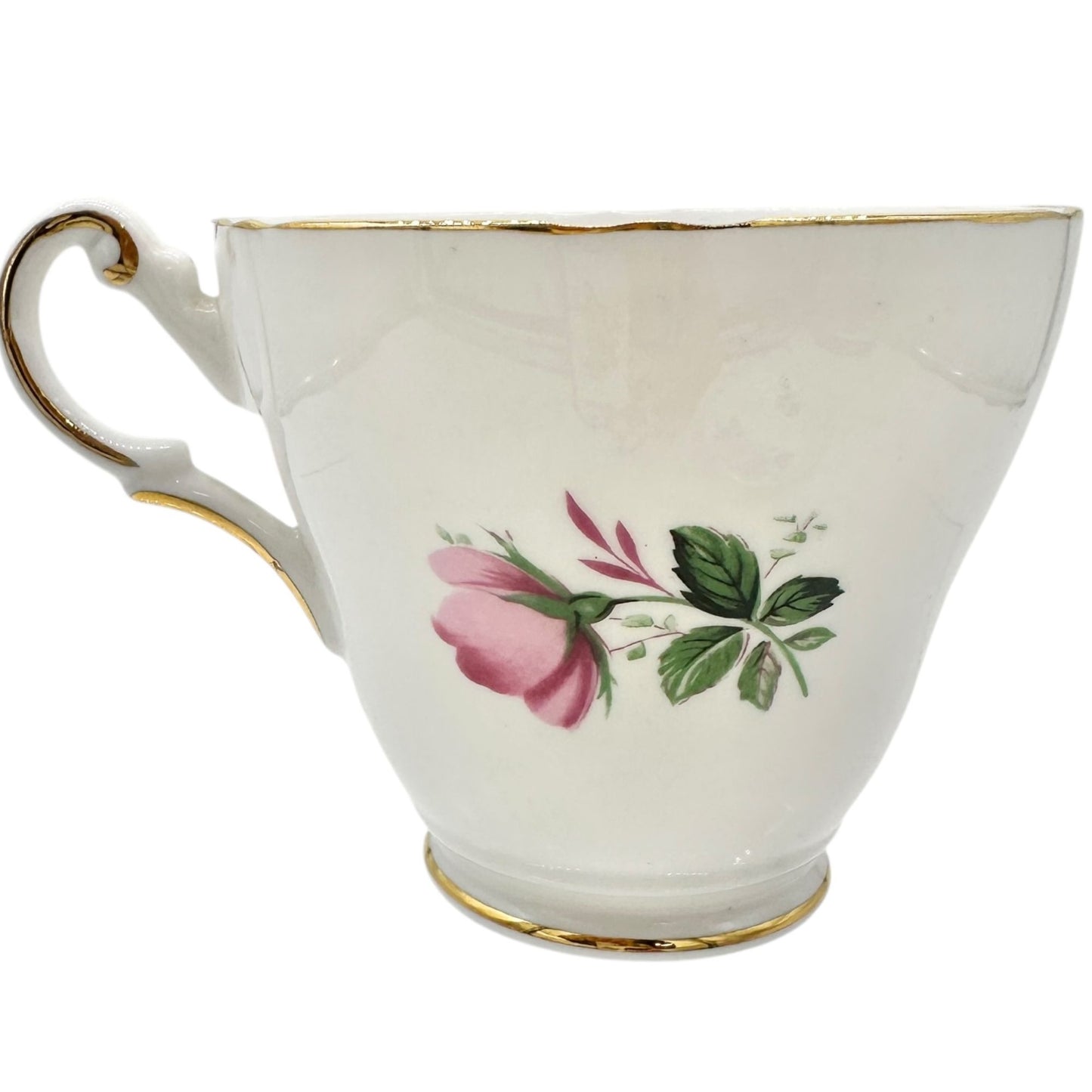 Regency English Bone China Pink Floral Teacup Saucer England Fine Porcelain