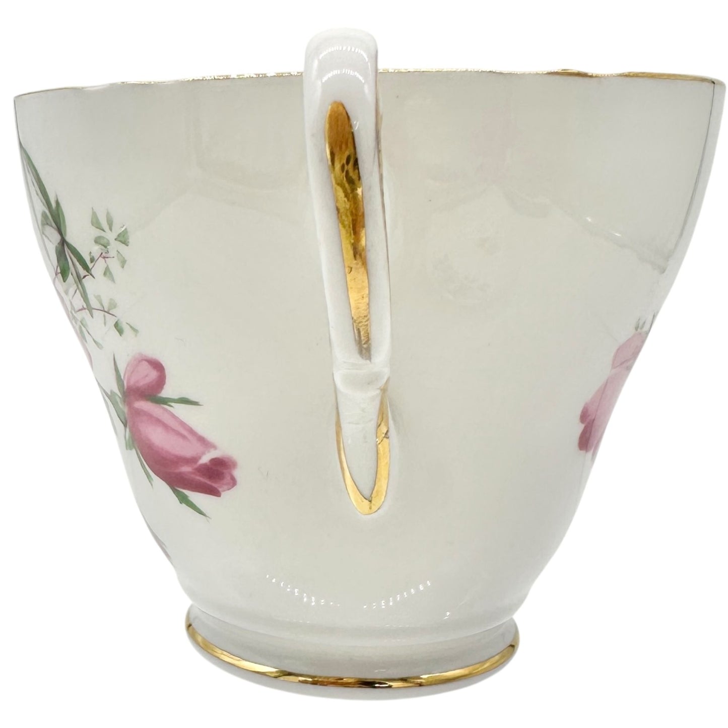 Regency English Bone China Pink Floral Teacup Saucer England Fine Porcelain