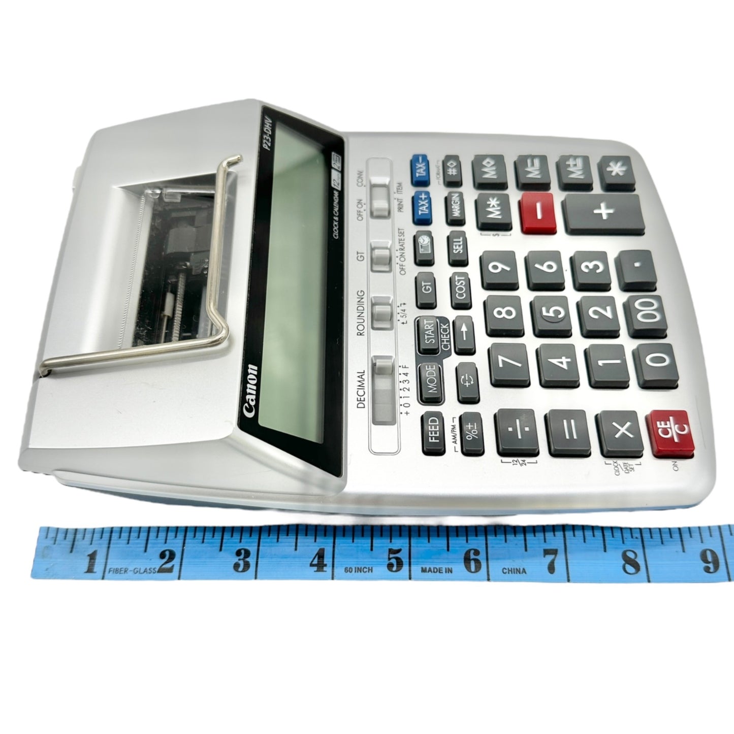 Canon P23-DHV-3 Printing Calculator Silver 12-Digit Display Portable w/ Adapter