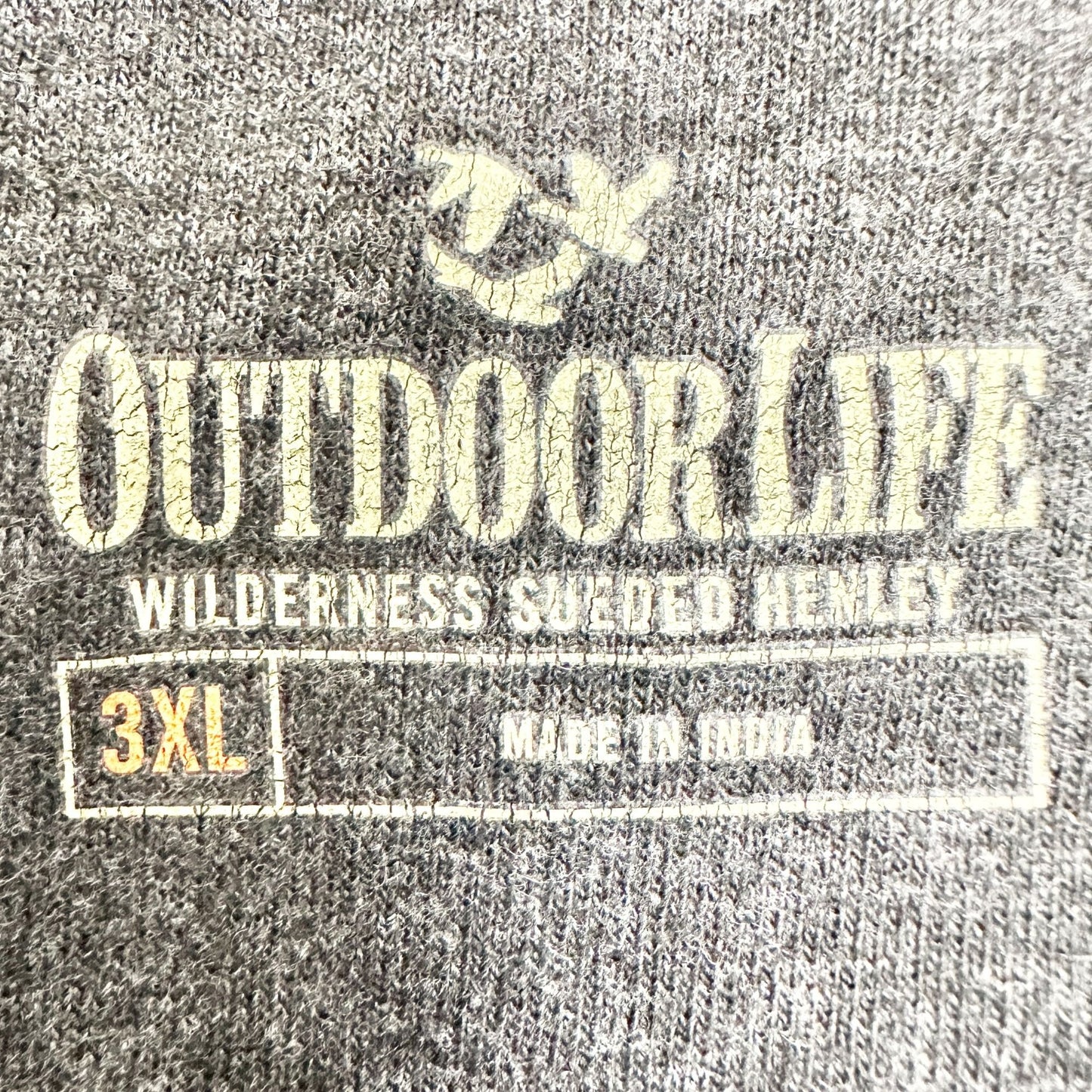 Outdoor Life Shirt Mens 3XL Wilderness Sueded Henley Gray Long Sleeve