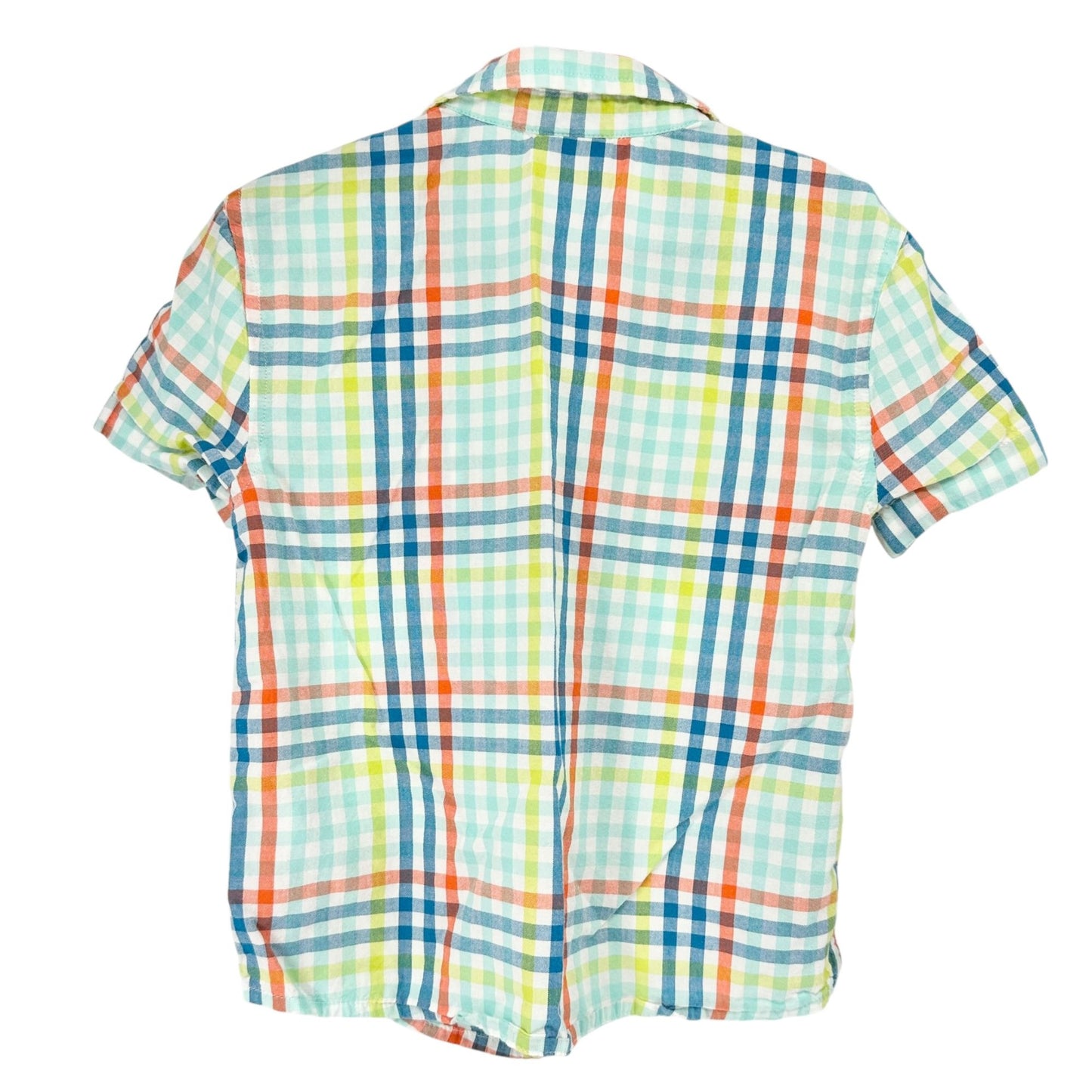 Jumping Beans Kids 4T Shirt Plaid Short Sleeve Button-Up Multicolor 100% Cotton