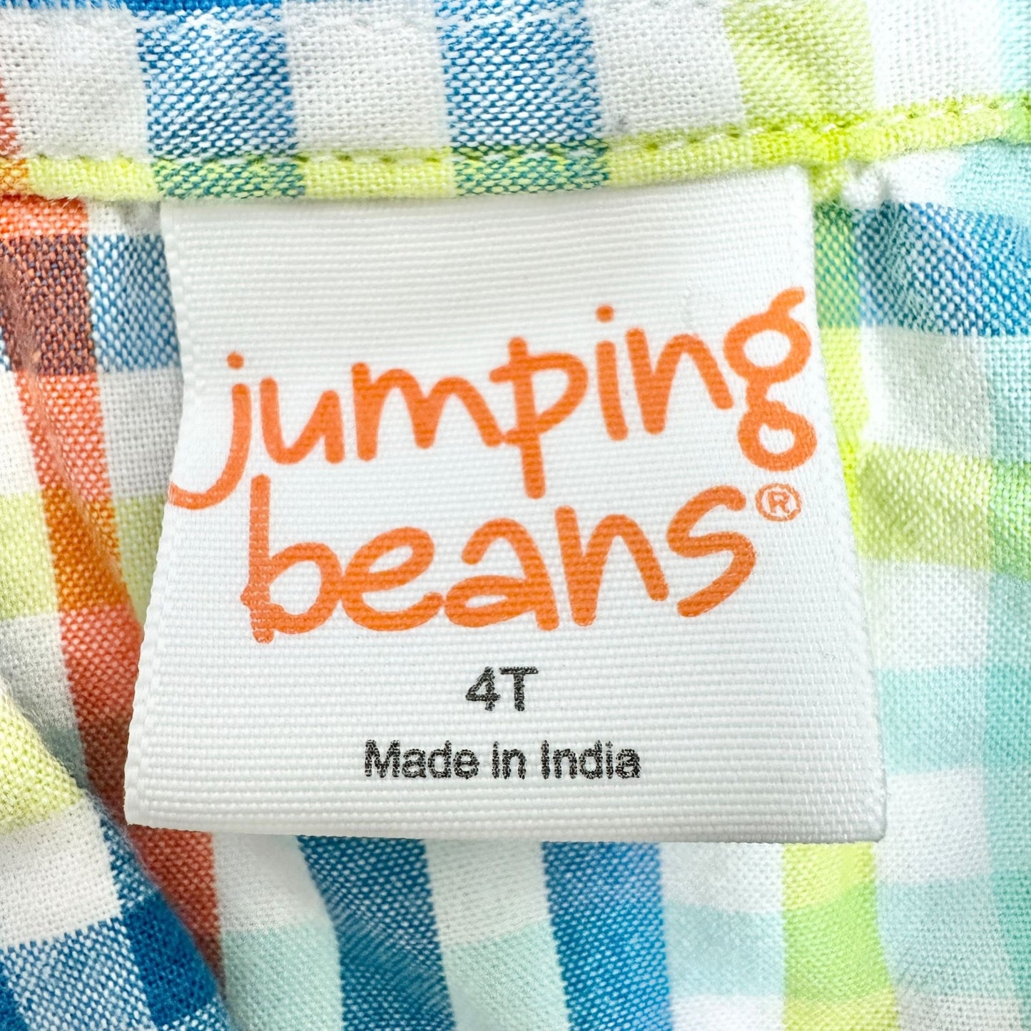 Jumping Beans Kids 4T Shirt Plaid Short Sleeve Button-Up Multicolor 100% Cotton