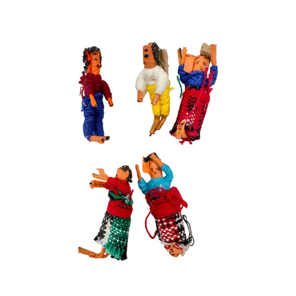 Vintage 1970s Guatemalan 1.25 In Worry Dolls Set Of 10 In Original Handmade Box
