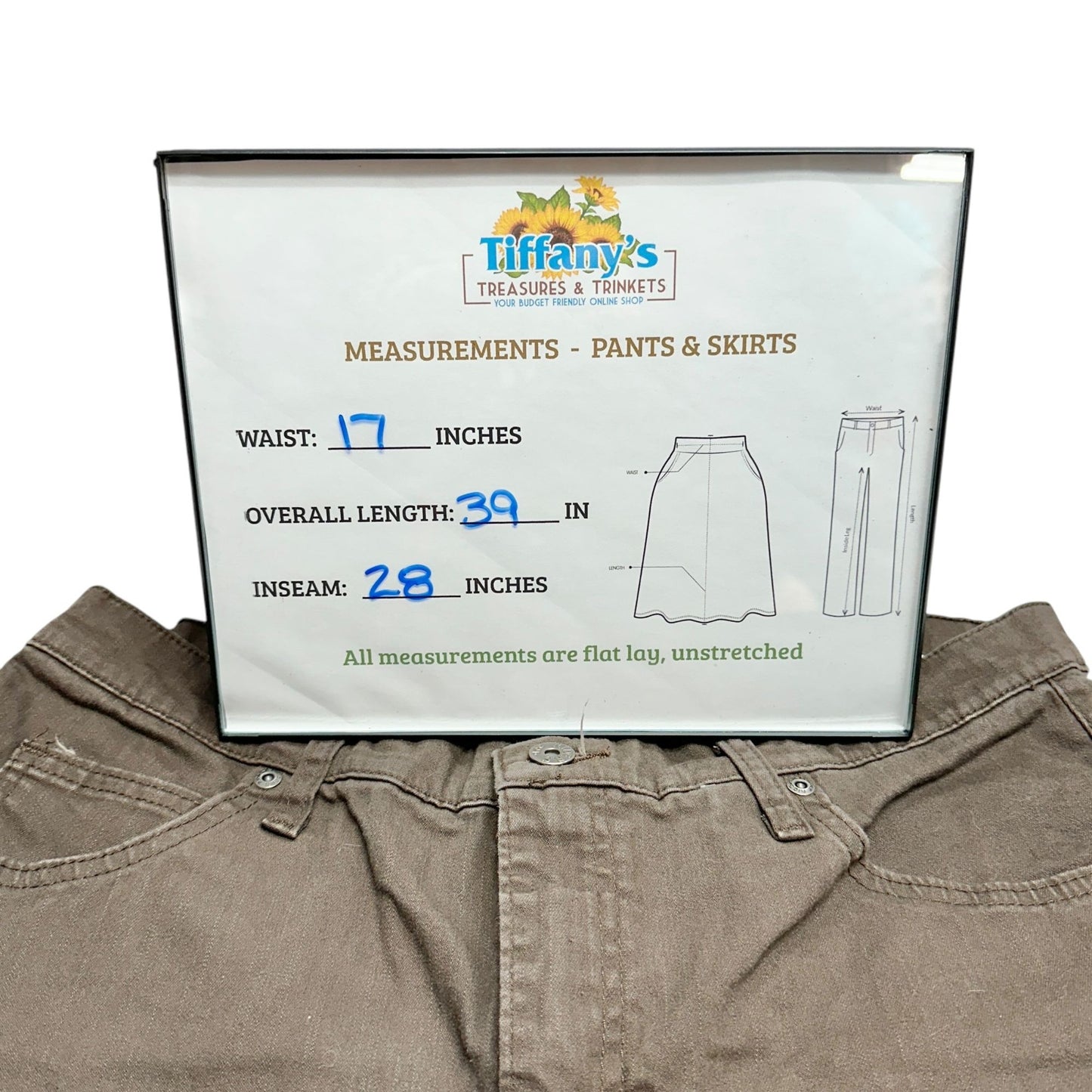 Riders By Lee Pants Womens 16P Brown Straight Leg Mid-Rise Cotton Blend