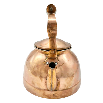 Vintage Copper Tea Kettle With Porcelain and Wooden Interchangeable Handles