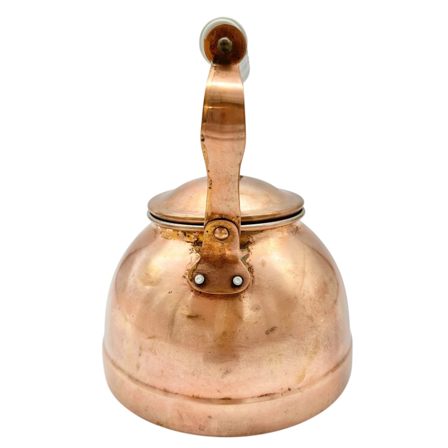 Vintage Copper Tea Kettle With Porcelain and Wooden Interchangeable Handles