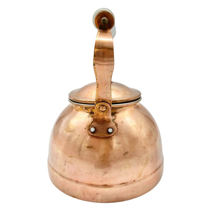Vintage Copper Tea Kettle With Porcelain and Wooden Interchangeable Handles