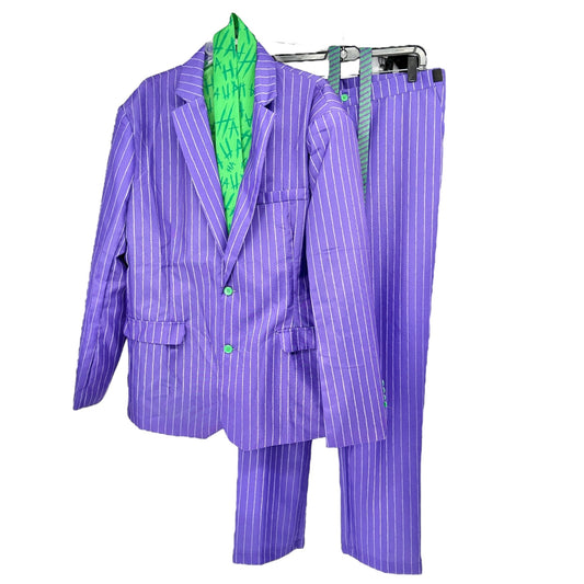 Spirit Halloween Costume The Joker Mens XL Purple Green Suit Tie Suspenders