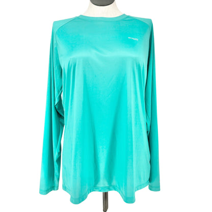 Columbia PFG Womens 2X Teal Long Sleeve Shirt Polyester Lightweight Fishing Gear