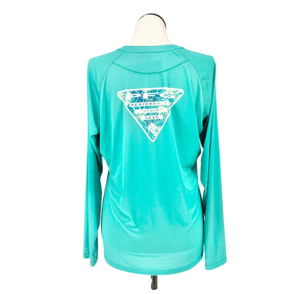 Columbia PFG Womens 2X Teal Long Sleeve Shirt Polyester Lightweight Fishing Gear