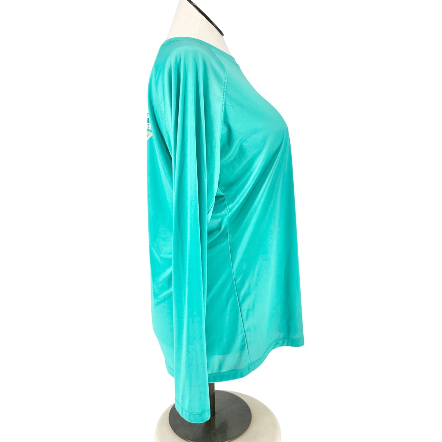 Columbia PFG Womens 2X Teal Long Sleeve Shirt Polyester Lightweight Fishing Gear