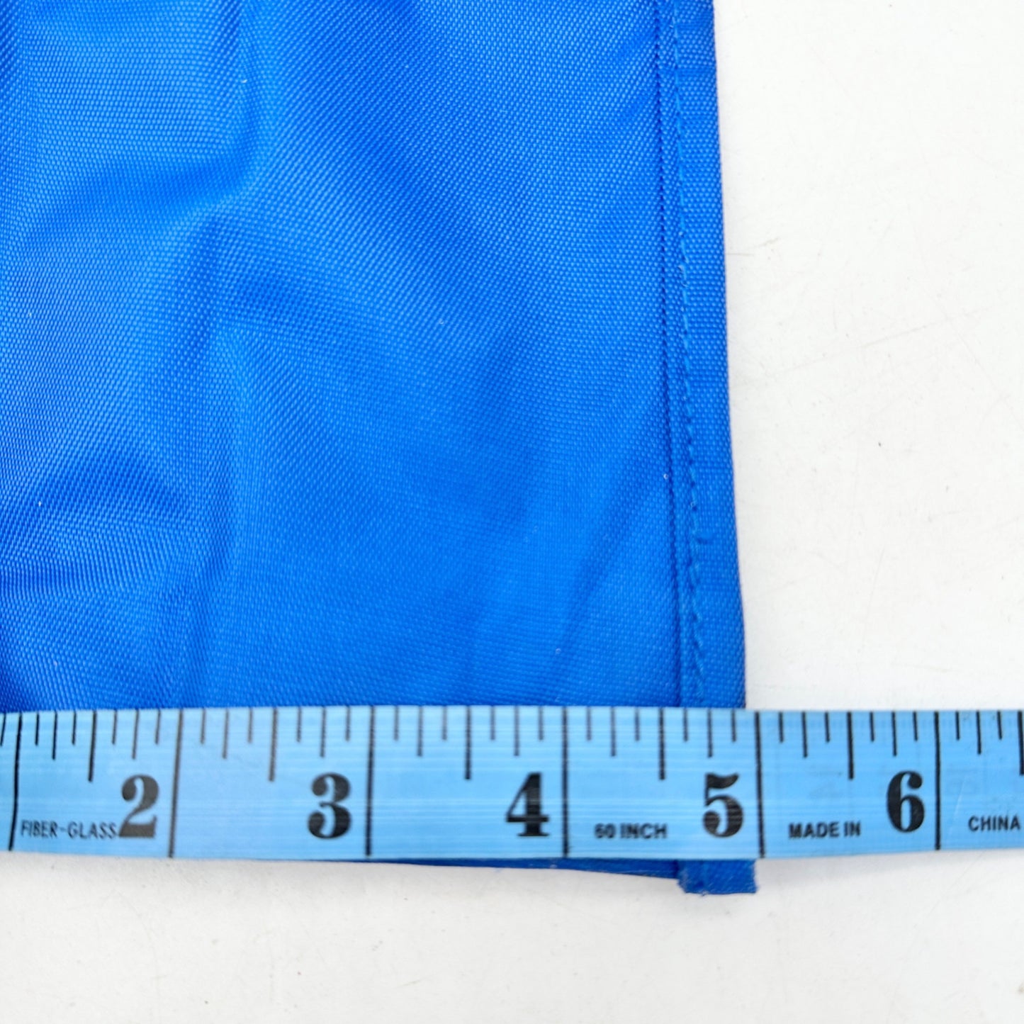 Foldable Canvas Tote Bag In Blue With Brown Handles 15.5 x 15.5 Handy for Travel
