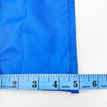 Foldable Canvas Tote Bag In Blue With Brown Handles 15.5 x 15.5 Handy for Travel