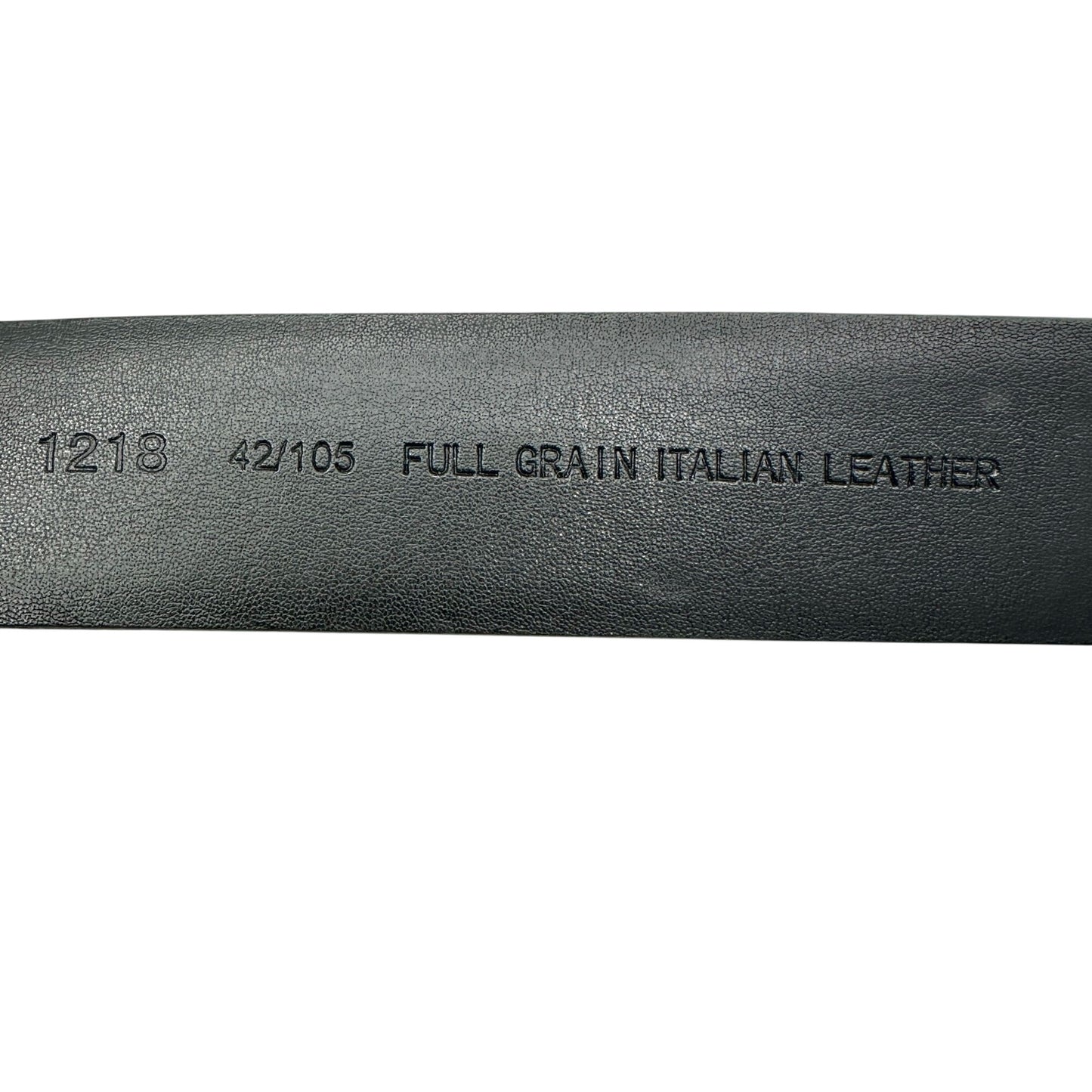 Mens Black Full Grain Italian Leather Belt With Silvertone Square Buckle 42/105