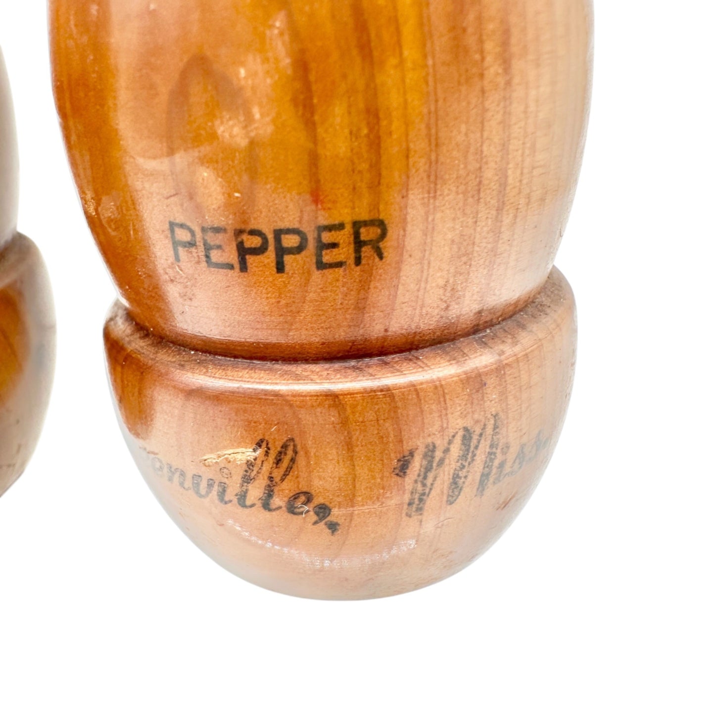 Vintage Wooden Egg Shape Salt and Pepper Shakers Greenville Mississippi Souvenir