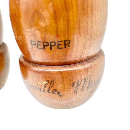 Vintage Wooden Egg Shape Salt and Pepper Shakers Greenville Mississippi Souvenir
