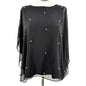 Womens 2X Layered Black Top Cold Shoulder Sheer Overlay Pearl Accents Roz & Ali