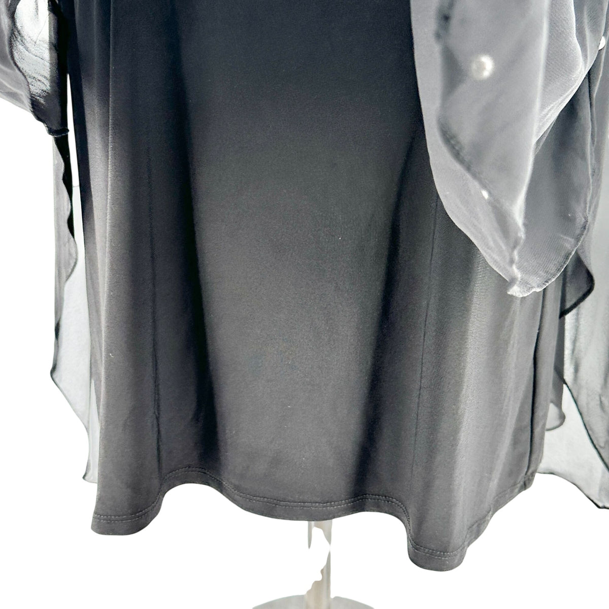 Womens 2X Layered Black Top Cold Shoulder Sheer Overlay Pearl Accents Roz & Ali