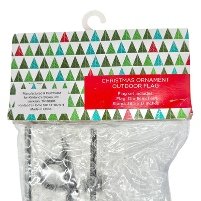 Kirklands Christmas Ornament Outdoor Flag With Stand So Very Merry Design 12x18