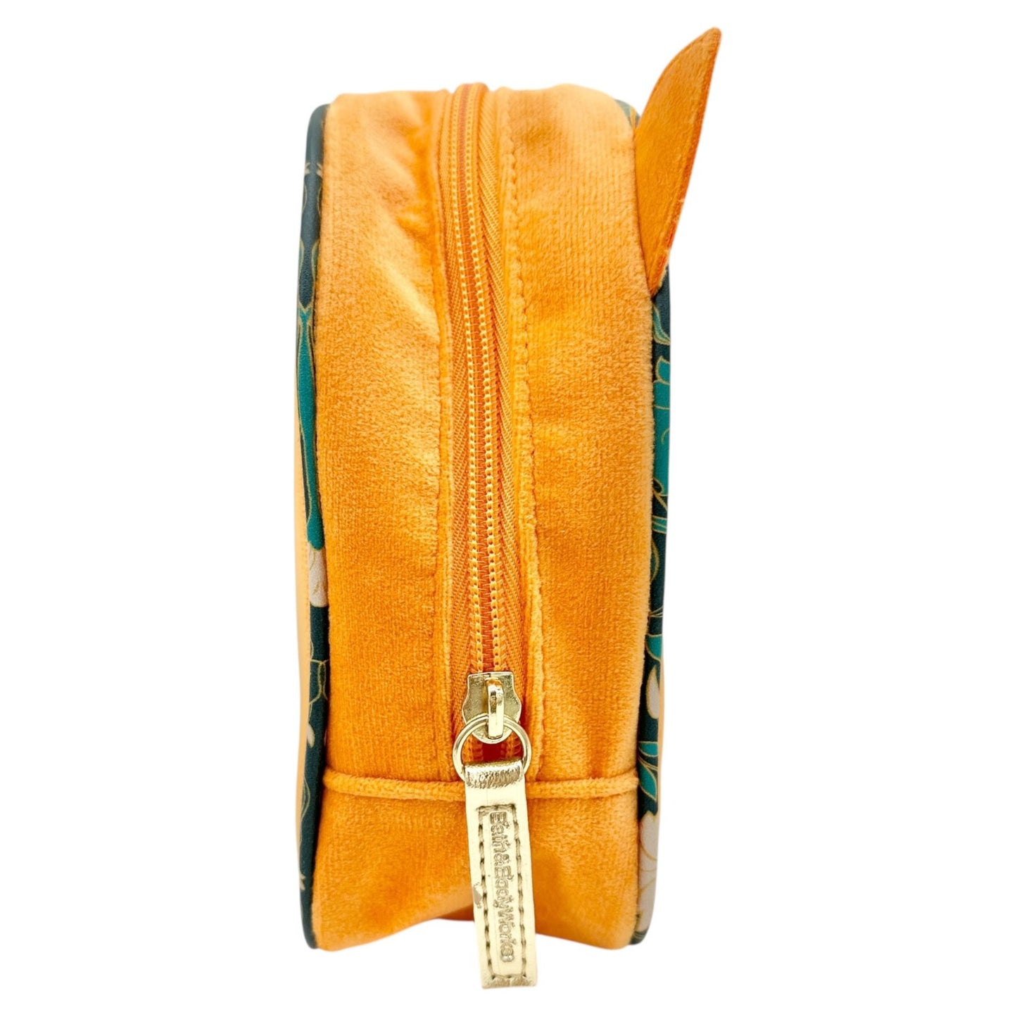 Bath & Body Works Orange Fox-Shaped Cosmetic Bag 6x6x2.5 Poly With Vinyl Trim