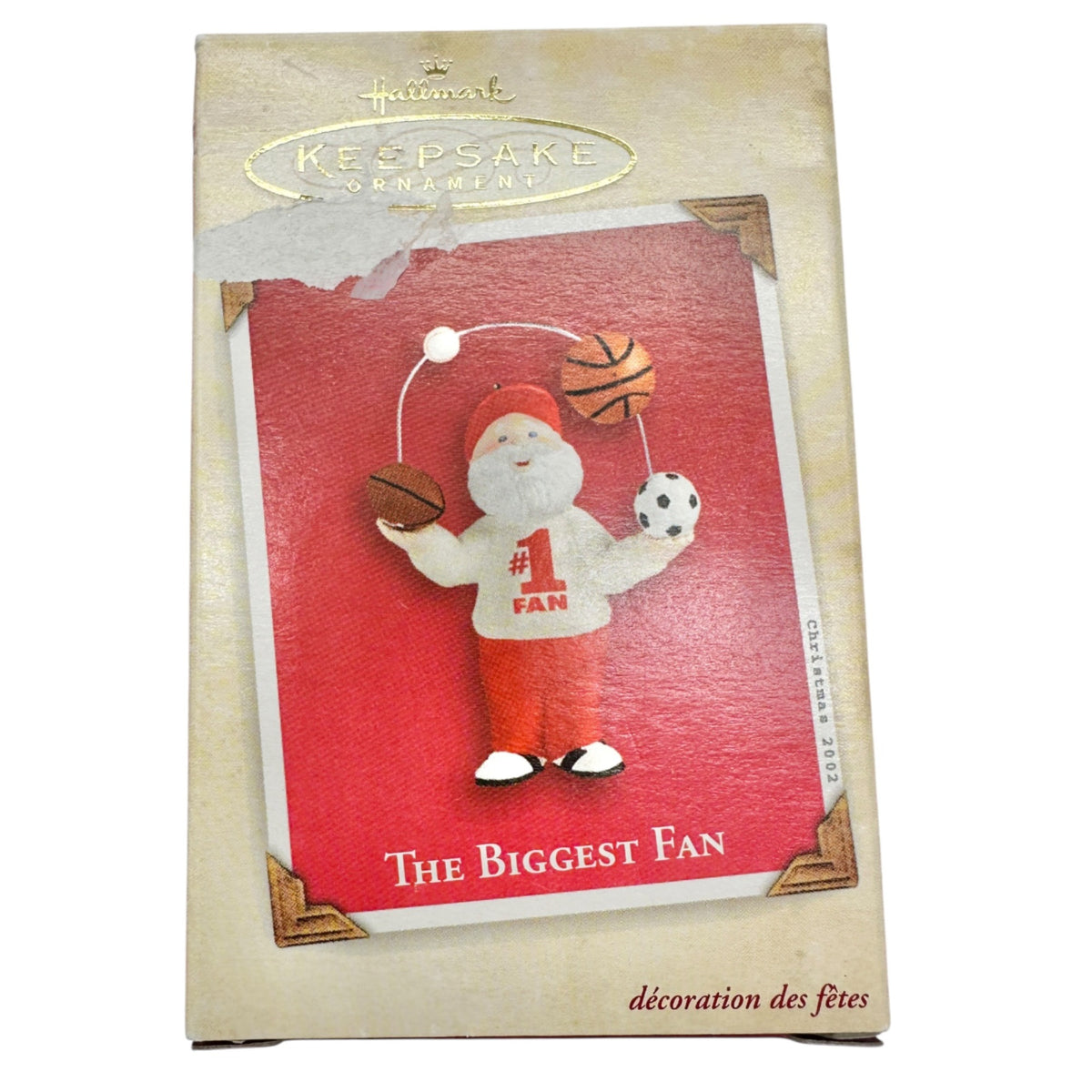 Hallmark Keepsake Ornament The Biggest Fan Santa 2002 Sports Christmas Decor 4"H