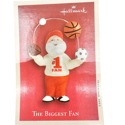 Hallmark Keepsake Ornament The Biggest Fan Santa 2002 Sports Christmas Decor 4"H