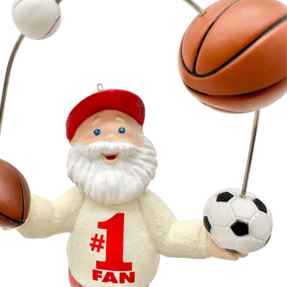 Hallmark Keepsake Ornament The Biggest Fan Santa 2002 Sports Christmas Decor 4"H