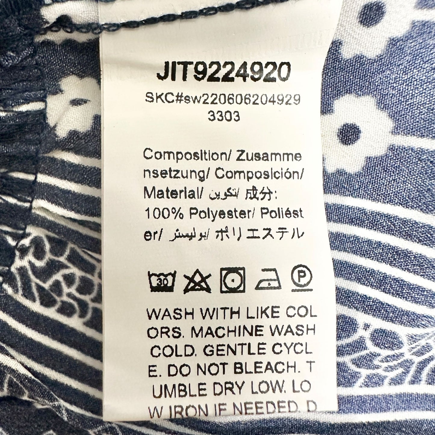 Emery Rose Dress Womens L Bohemian Navy and White Floral Print Long Sleeve