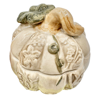 Cracker Barrel Pumpkin Patch Set of 3 Ceramic Tea Light Holders Orange White